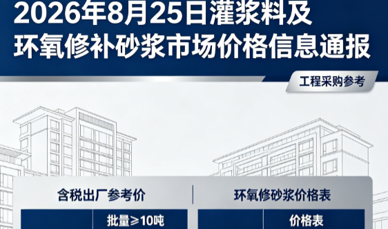 高州2026年8月25日灌浆料及环氧修补砂浆市场价格信息通报
